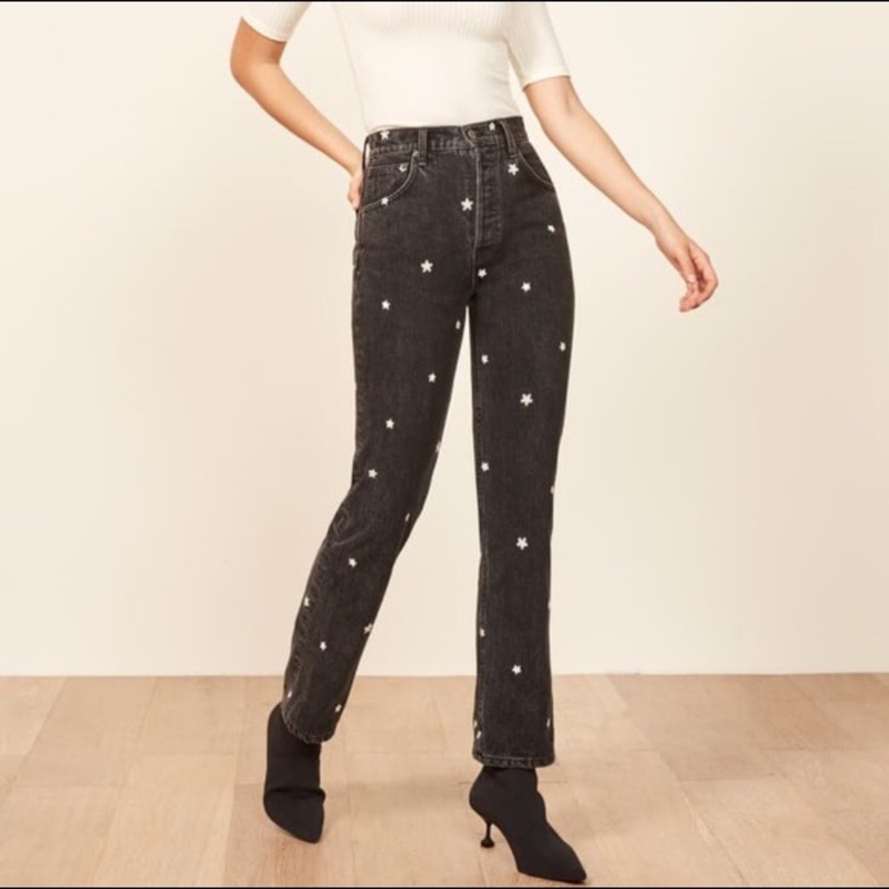 Reformation Cynthia High Waisted Jeans with Daisy